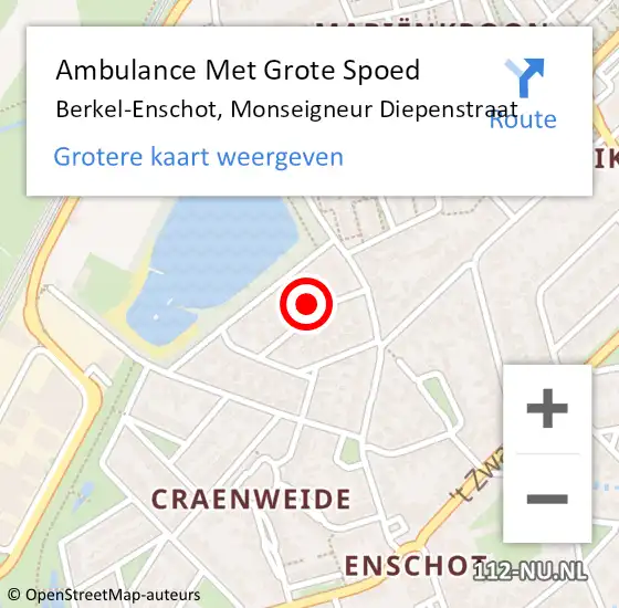 Locatie op kaart van de 112 melding: Ambulance Met Grote Spoed Naar Berkel-Enschot, Monseigneur Diepenstraat op 3 augustus 2016 09:40