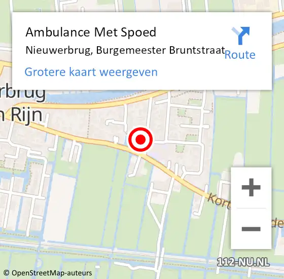 Locatie op kaart van de 112 melding: Ambulance Met Spoed Naar Nieuwerbrug, Burgemeester Bruntstraat op 3 augustus 2016 10:43