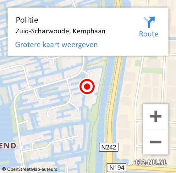 Locatie op kaart van de 112 melding: Politie Zuid-Scharwoude, Kemphaan op 3 augustus 2016 10:56