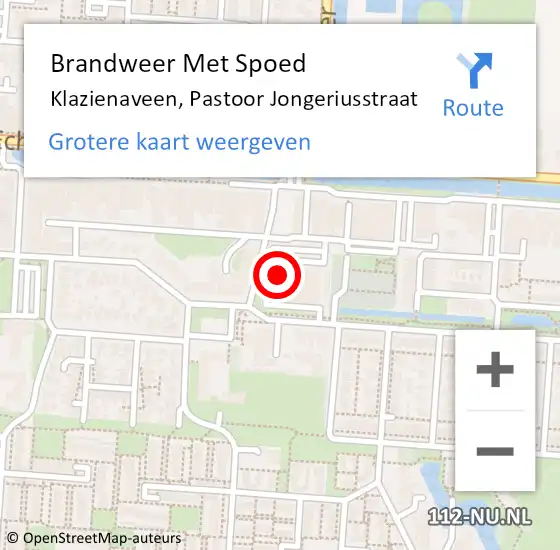 Locatie op kaart van de 112 melding: Brandweer Met Spoed Naar Klazienaveen, Pastoor Jongeriusstraat op 3 augustus 2016 12:09