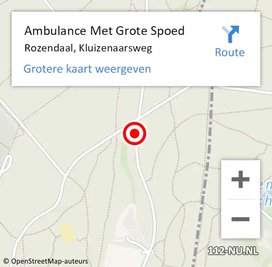 Locatie op kaart van de 112 melding: Ambulance Met Grote Spoed Naar Rozendaal, Kluizenaarsweg op 3 augustus 2016 12:41