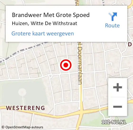 Locatie op kaart van de 112 melding: Brandweer Met Grote Spoed Naar Huizen, Witte De Withstraat op 3 augustus 2016 13:00