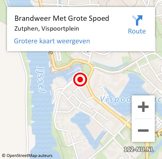 Locatie op kaart van de 112 melding: Brandweer Met Grote Spoed Naar Zutphen, Vispoortplein op 3 augustus 2016 13:33