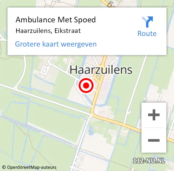 Locatie op kaart van de 112 melding: Ambulance Met Spoed Naar Haarzuilens, Eikstraat op 3 augustus 2016 13:59