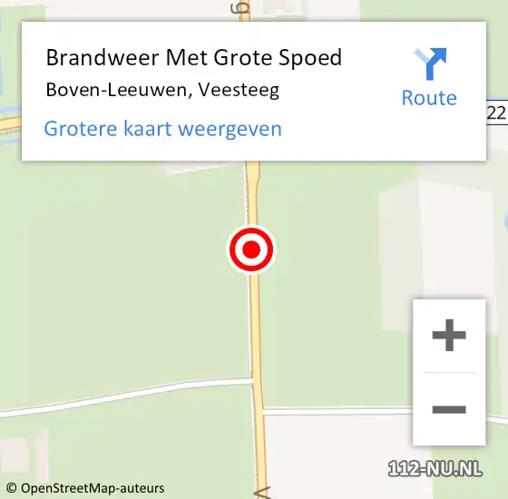 Locatie op kaart van de 112 melding: Brandweer Met Grote Spoed Naar Boven-Leeuwen, Veesteeg op 3 augustus 2016 14:02