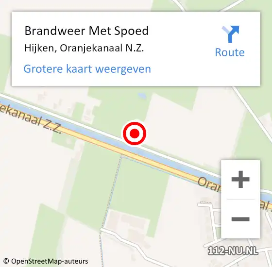 Locatie op kaart van de 112 melding: Brandweer Met Spoed Naar Hijken, Oranjekanaal N.Z. op 3 augustus 2016 14:37