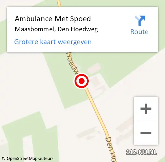 Locatie op kaart van de 112 melding: Ambulance Met Spoed Naar Maasbommel, Den Hoedweg op 3 augustus 2016 14:42