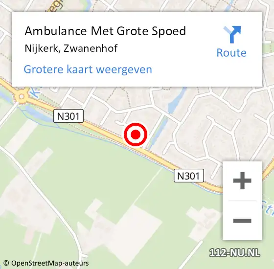 Locatie op kaart van de 112 melding: Ambulance Met Grote Spoed Naar Nijkerk, Zwanenhof op 23 december 2013 11:09