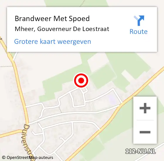Locatie op kaart van de 112 melding: Brandweer Met Spoed Naar Mheer, Gouverneur De Loestraat op 3 augustus 2016 15:55
