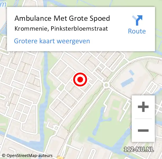 Locatie op kaart van de 112 melding: Ambulance Met Grote Spoed Naar Krommenie, Pinksterbloemstraat op 3 augustus 2016 15:57