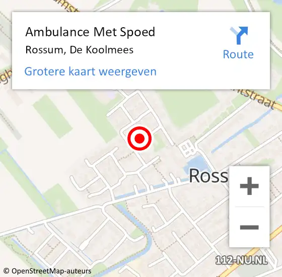 Locatie op kaart van de 112 melding: Ambulance Met Spoed Naar Rossum, De Koolmees op 3 augustus 2016 16:53