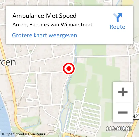 Locatie op kaart van de 112 melding: Ambulance Met Spoed Naar Arcen, Barones van Wijmarstraat op 3 augustus 2016 16:59