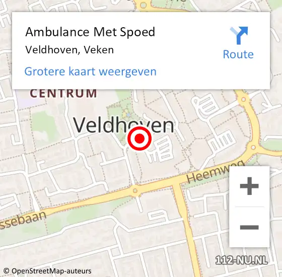 Locatie op kaart van de 112 melding: Ambulance Met Spoed Naar Veldhoven, Veken op 3 augustus 2016 17:02