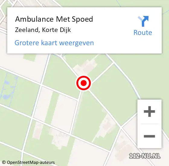 Locatie op kaart van de 112 melding: Ambulance Met Spoed Naar Zeeland, Korte Dijk op 3 augustus 2016 17:54