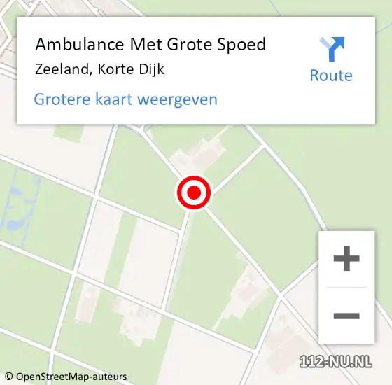 Locatie op kaart van de 112 melding: Ambulance Met Grote Spoed Naar Zeeland, Korte Dijk op 3 augustus 2016 17:57