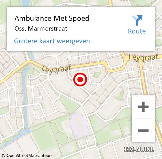 Locatie op kaart van de 112 melding: Ambulance Met Spoed Naar Oss, Marmerstraat op 3 augustus 2016 18:02