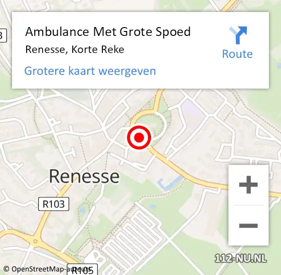 Locatie op kaart van de 112 melding: Ambulance Met Grote Spoed Naar Renesse, Korte Reke op 3 augustus 2016 18:07