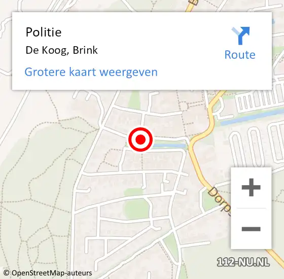 Locatie op kaart van de 112 melding: Politie De Koog, Brink op 3 augustus 2016 18:09