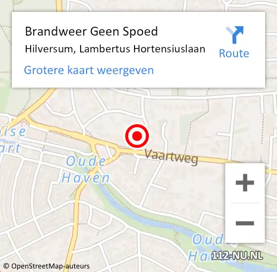 Locatie op kaart van de 112 melding: Brandweer Geen Spoed Naar Hilversum, Lambertus Hortensiuslaan op 3 augustus 2016 21:23