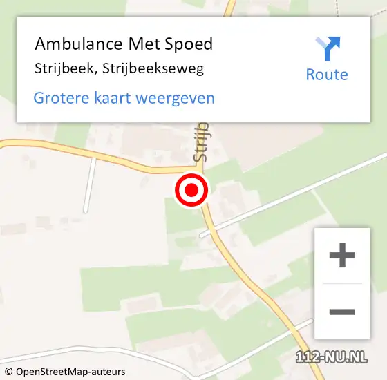 Locatie op kaart van de 112 melding: Ambulance Met Spoed Naar Strijbeek, Strijbeekseweg op 3 augustus 2016 21:45