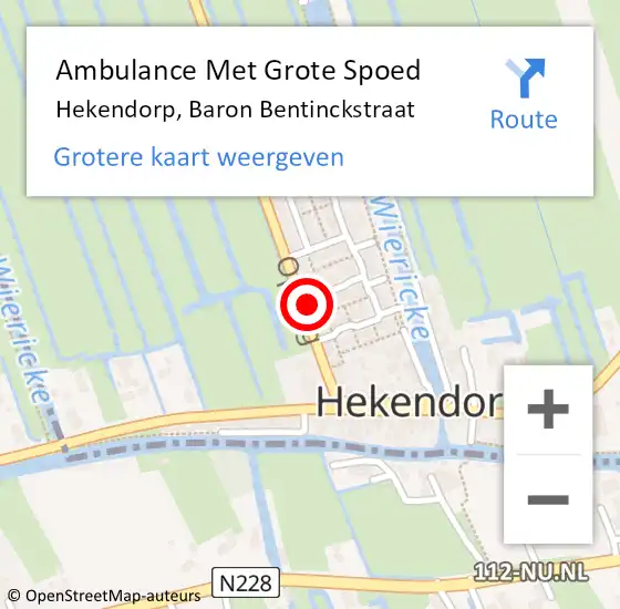 Locatie op kaart van de 112 melding: Ambulance Met Grote Spoed Naar Hekendorp, Baron Bentinckstraat op 3 augustus 2016 22:27