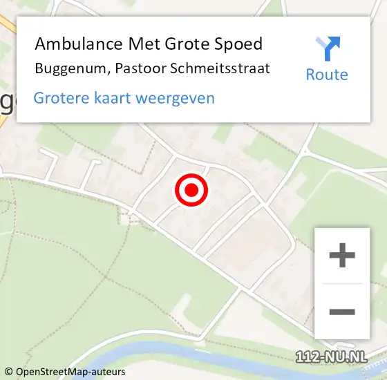 Locatie op kaart van de 112 melding: Ambulance Met Grote Spoed Naar Buggenum, Pastoor Schmeitsstraat op 3 augustus 2016 23:29