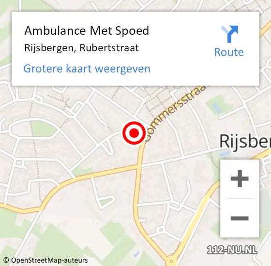 Locatie op kaart van de 112 melding: Ambulance Met Spoed Naar Rijsbergen, Rubertstraat op 3 augustus 2016 23:35