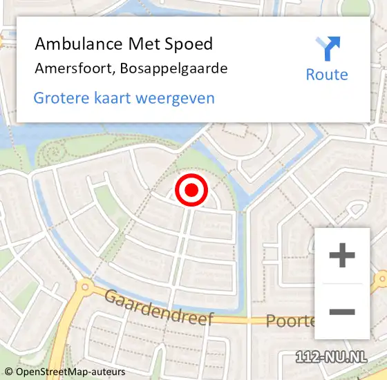 Locatie op kaart van de 112 melding: Ambulance Met Spoed Naar Amersfoort, Bosappelgaarde op 3 augustus 2016 23:52