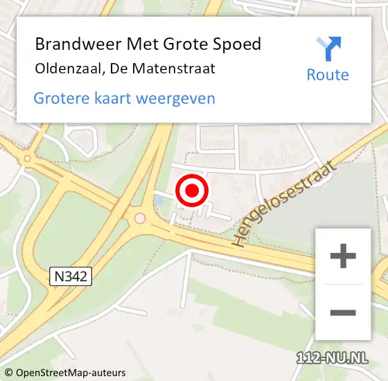 Locatie op kaart van de 112 melding: Brandweer Met Grote Spoed Naar Oldenzaal, De Matenstraat op 4 augustus 2016 00:03