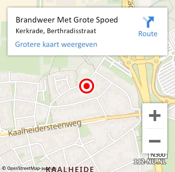 Locatie op kaart van de 112 melding: Brandweer Met Grote Spoed Naar Kerkrade, Berthradisstraat op 4 augustus 2016 00:47