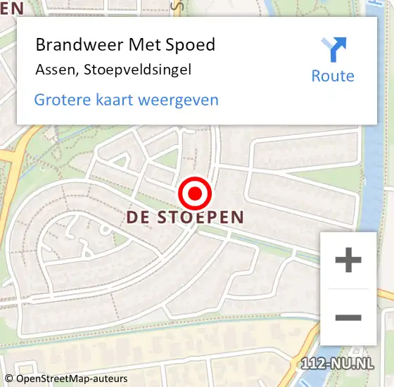 Locatie op kaart van de 112 melding: Brandweer Met Spoed Naar Assen, Stoepveldsingel op 4 augustus 2016 01:34