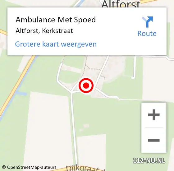 Locatie op kaart van de 112 melding: Ambulance Met Spoed Naar Altforst, Kerkstraat op 4 augustus 2016 01:52