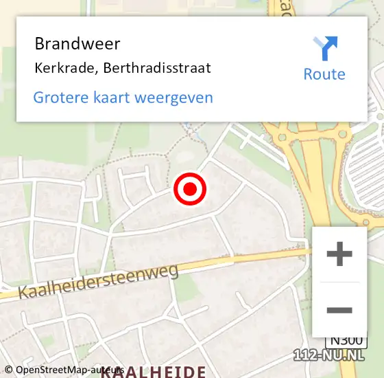 Locatie op kaart van de 112 melding: Brandweer Kerkrade, Berthradisstraat op 4 augustus 2016 02:01