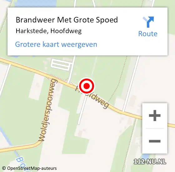 Locatie op kaart van de 112 melding: Brandweer Met Grote Spoed Naar Harkstede, Hoofdweg op 4 augustus 2016 02:35