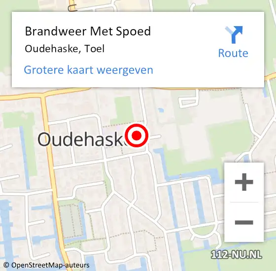 Locatie op kaart van de 112 melding: Brandweer Met Spoed Naar Oudehaske, Toel op 4 augustus 2016 02:57