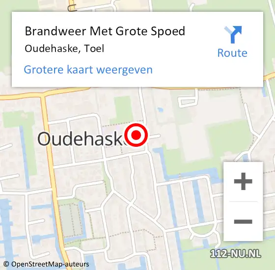 Locatie op kaart van de 112 melding: Brandweer Met Grote Spoed Naar Oudehaske, Toel op 4 augustus 2016 03:00