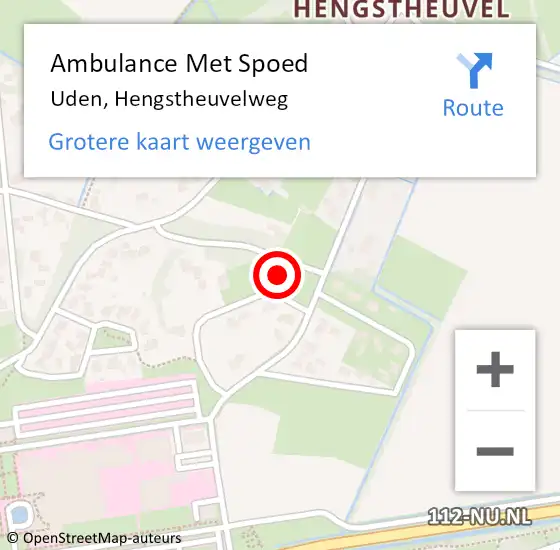 Locatie op kaart van de 112 melding: Ambulance Met Spoed Naar Uden, Hengstheuvelweg op 4 augustus 2016 06:32