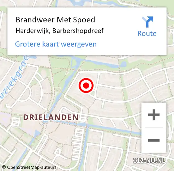 Locatie op kaart van de 112 melding: Brandweer Met Spoed Naar Harderwijk, Barbershopdreef op 4 augustus 2016 07:15