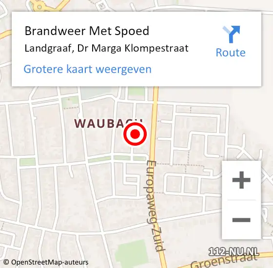 Locatie op kaart van de 112 melding: Brandweer Met Spoed Naar Landgraaf, Dr Marga Klompestraat op 4 augustus 2016 07:23