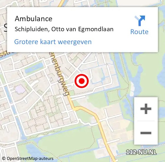 Locatie op kaart van de 112 melding: Ambulance Schipluiden, Otto van Egmondlaan op 4 augustus 2016 08:09