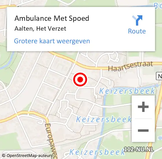 Locatie op kaart van de 112 melding: Ambulance Met Spoed Naar Aalten, Het Verzet op 4 augustus 2016 08:21