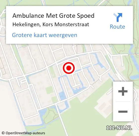 Locatie op kaart van de 112 melding: Ambulance Met Grote Spoed Naar Hekelingen, Kors Monsterstraat op 4 augustus 2016 09:17