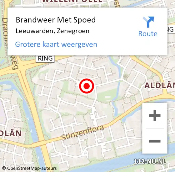 Locatie op kaart van de 112 melding: Brandweer Met Spoed Naar Leeuwarden, Zenegroen op 4 augustus 2016 10:16