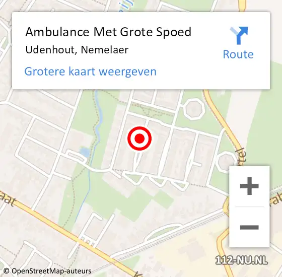 Locatie op kaart van de 112 melding: Ambulance Met Grote Spoed Naar Udenhout, Nemelaer op 4 augustus 2016 11:10