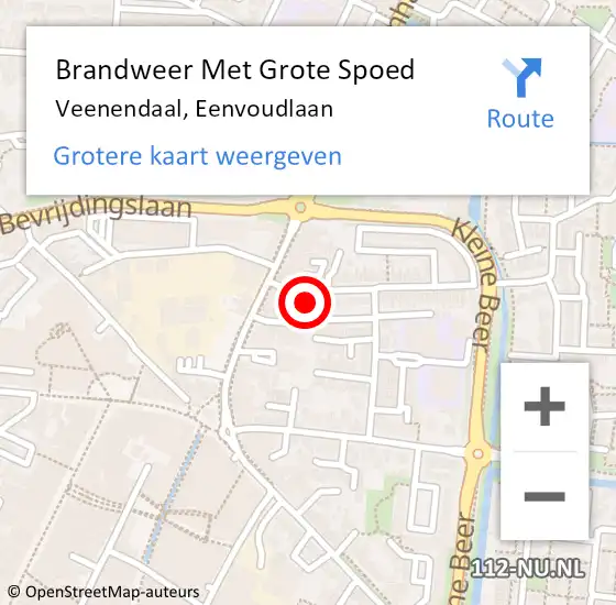 Locatie op kaart van de 112 melding: Brandweer Met Grote Spoed Naar Veenendaal, Eenvoudlaan op 4 augustus 2016 11:13