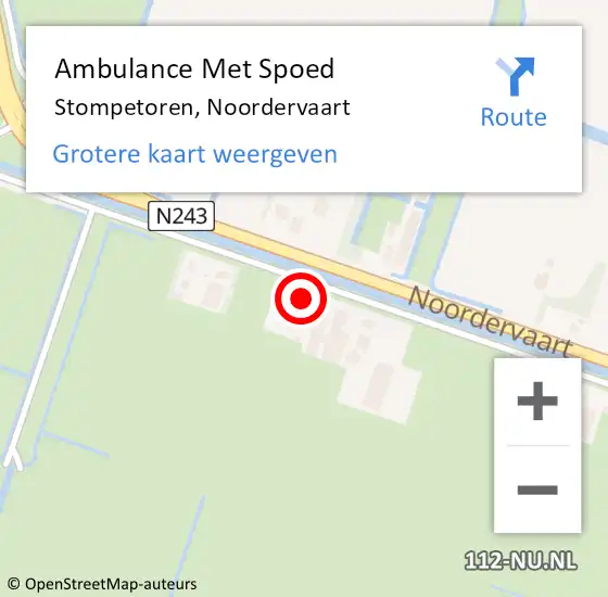 Locatie op kaart van de 112 melding: Ambulance Met Spoed Naar Stompetoren, Noordervaart op 4 augustus 2016 11:41