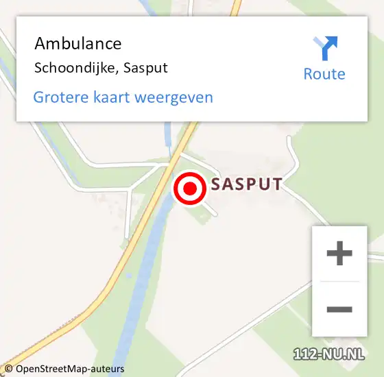 Locatie op kaart van de 112 melding: Ambulance Schoondijke, Sasput op 23 december 2013 12:18