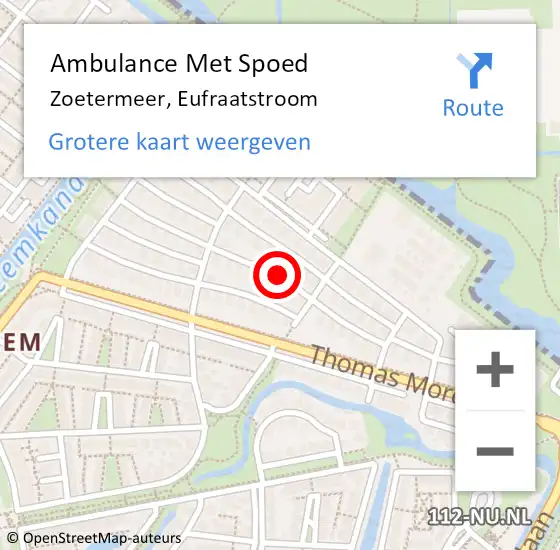 Locatie op kaart van de 112 melding: Ambulance Met Spoed Naar Zoetermeer, Eufraatstroom op 4 augustus 2016 13:00
