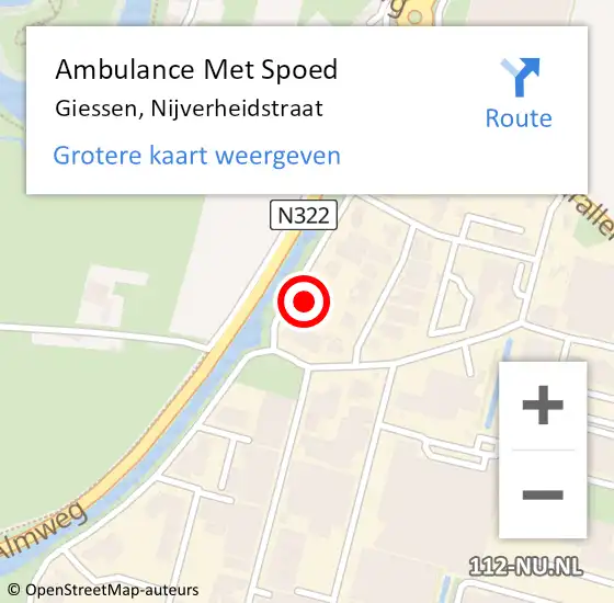 Locatie op kaart van de 112 melding: Ambulance Met Spoed Naar Giessen, Nijverheidstraat op 23 december 2013 12:24