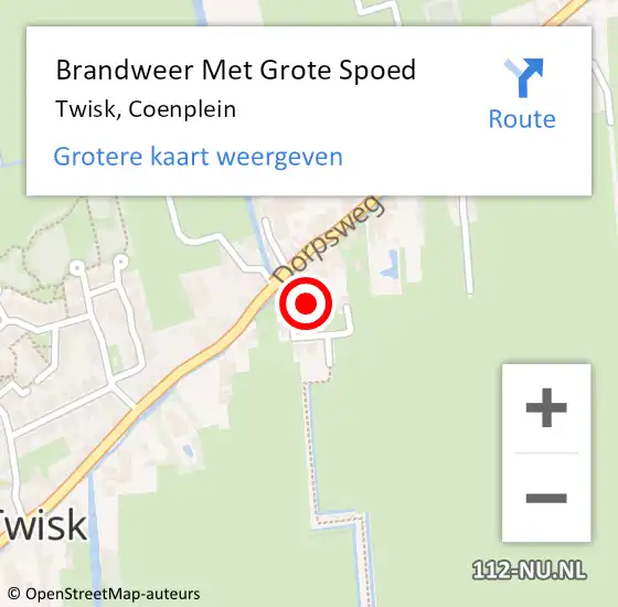 Locatie op kaart van de 112 melding: Brandweer Met Grote Spoed Naar Twisk, Coenplein op 4 augustus 2016 14:40